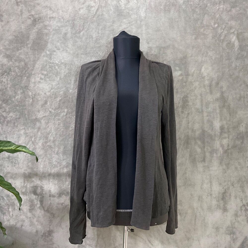 EILEEN FISHER 100% Linen OPEN-FRONT CARDIGAN sweater women’s M brown heather